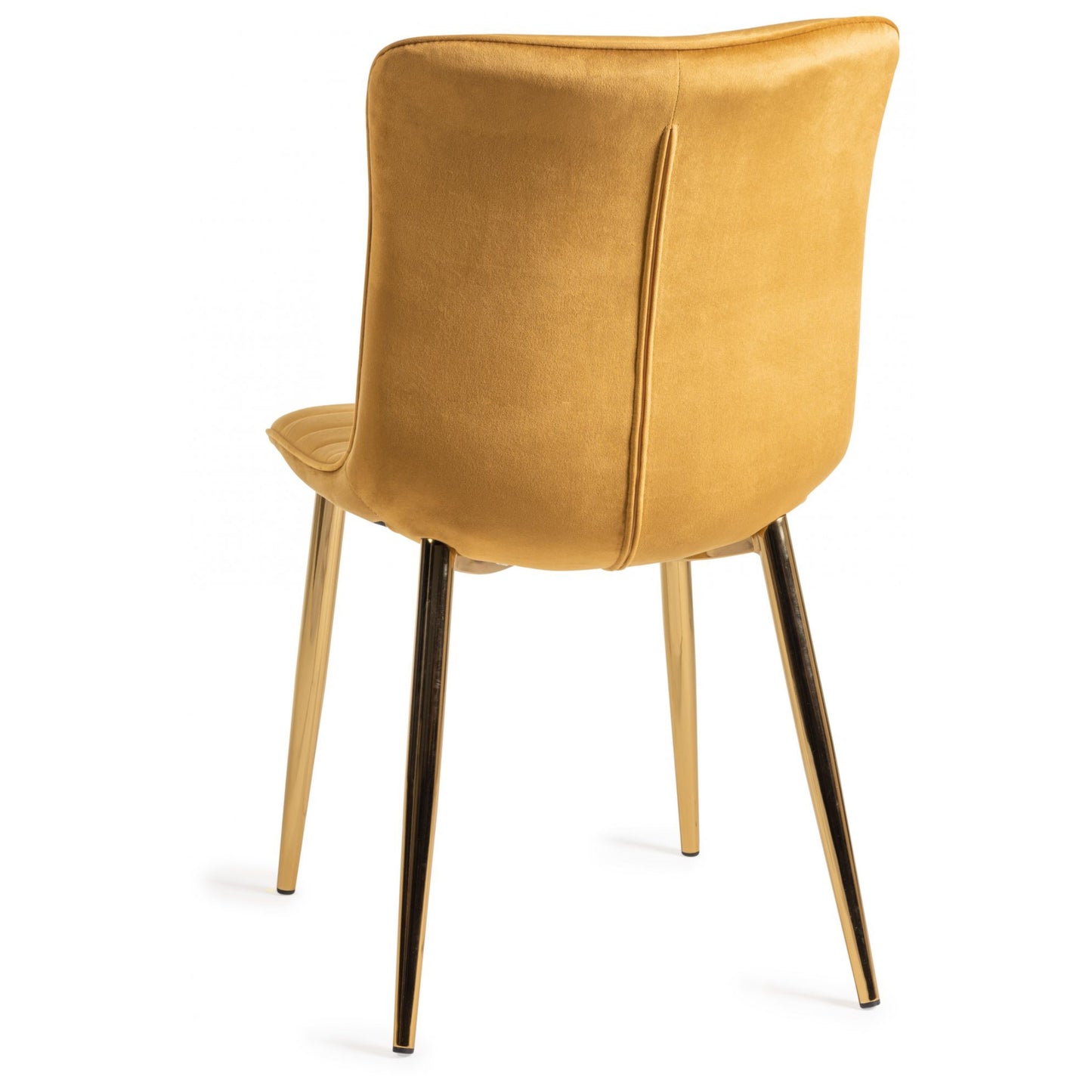 Pair of Velvet Dining Chairs with Horizontal Stitching and Matt Gold Frame in a Choice of Two Colours