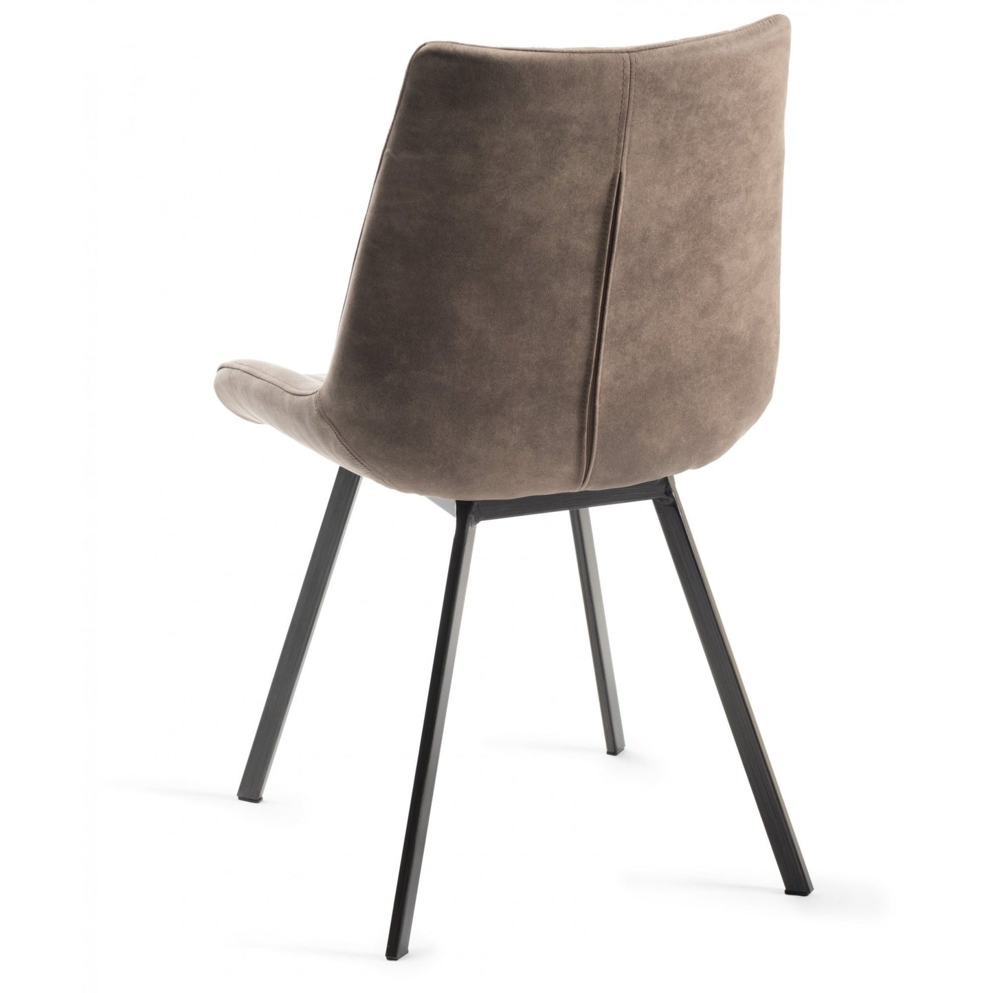 Pair of Faux Suede Dining Chairs with Vertical Stitching and Sand Black Metal Frame in a Choice of Two Colours