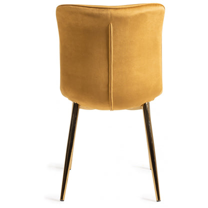 Pair of Velvet Dining Chairs with Horizontal Stitching and Matt Gold Frame in a Choice of Two Colours