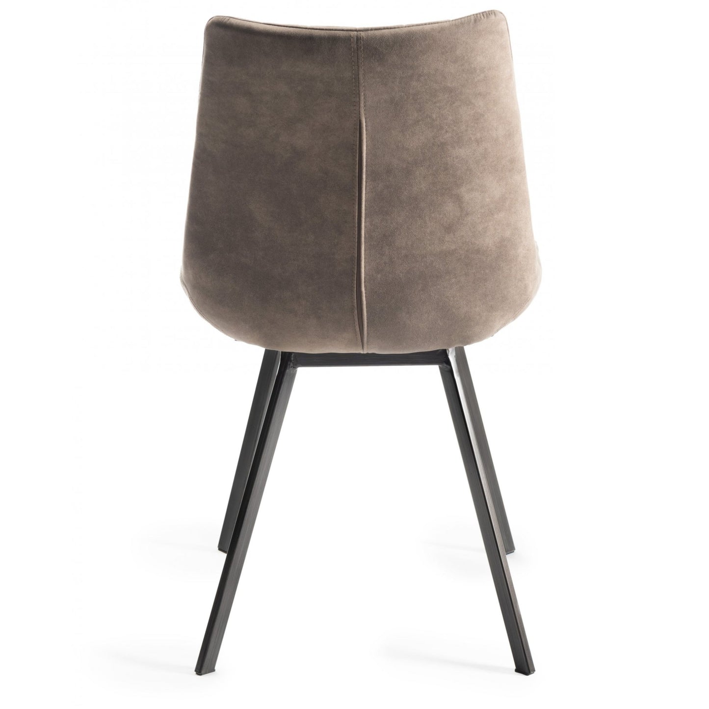 Pair of Faux Suede Dining Chairs with Vertical Stitching and Sand Black Metal Frame in a Choice of Two Colours