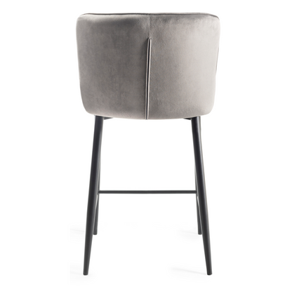 Pair of Velvet Stools with Diamond Stitched Upholstery and Sand Black Metal Legs in a Choice of Three Colours