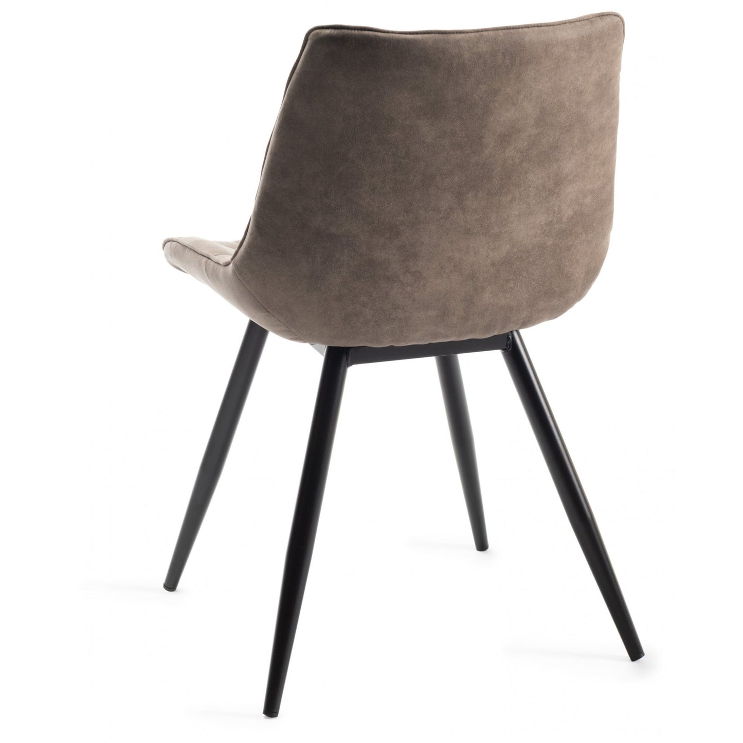 Pair of Faux Suede Dining Chairs with Square Stitched Upholstery and Sand Black Metal Frame in a Choice of Two Colours