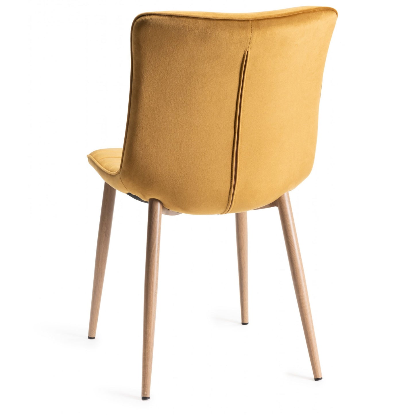 Pair of Velvet Dining Chairs with Horizontal Stitching and Oak Effect Wooden Legs in a Choice of Three Colours