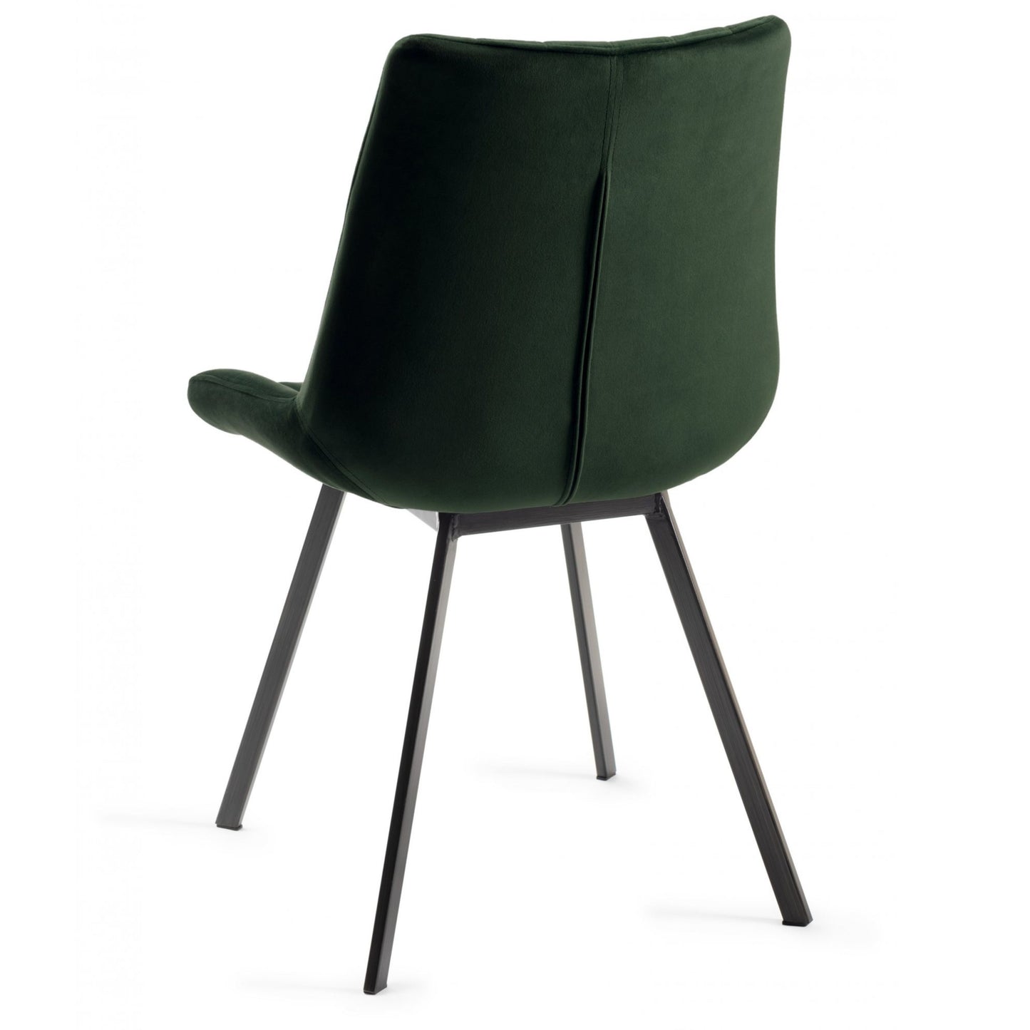 Pair of Velvet Dining Chairs with Vertical Stitching and Sand Black Metal Frame in a Choice of Three Colours