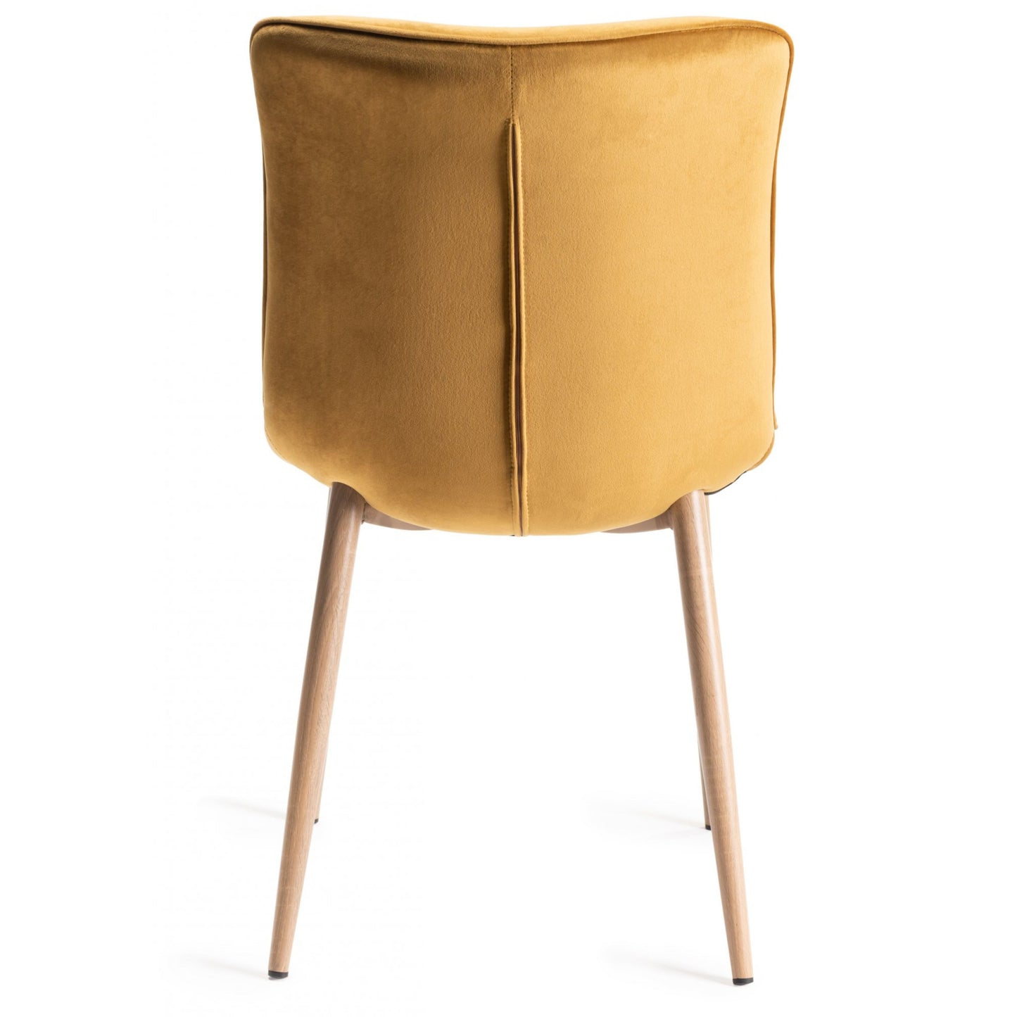 Pair of Velvet Dining Chairs with Horizontal Stitching and Oak Effect Wooden Legs in a Choice of Three Colours