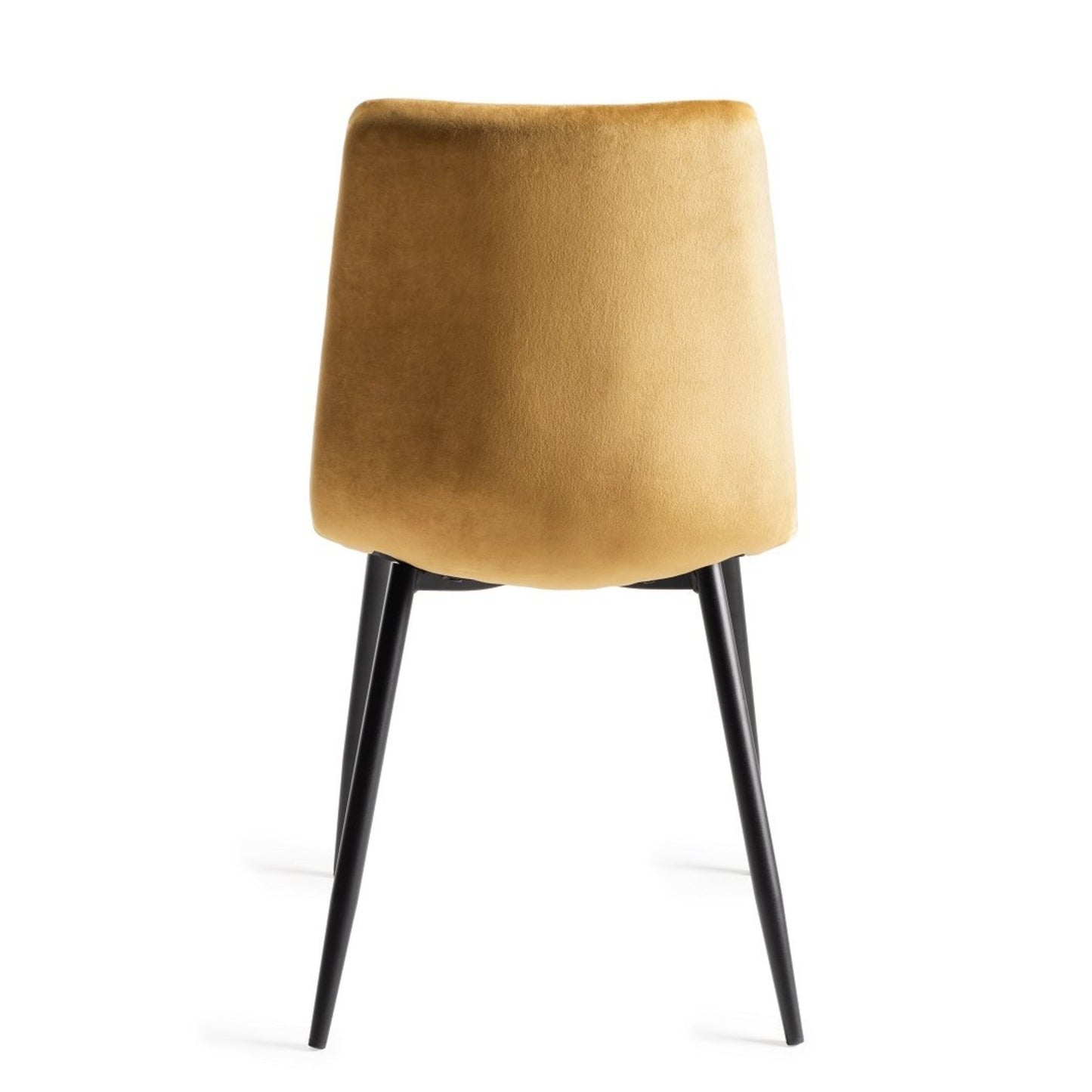 Pair of Velvet Dining Chairs with Square Stitched Upholstery and Sand Black Metal Legs in a Choice of Three Colours