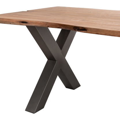 1.8 Meter LIve Edge Dining Table with Grey Cross Legs Seats 4 - 6