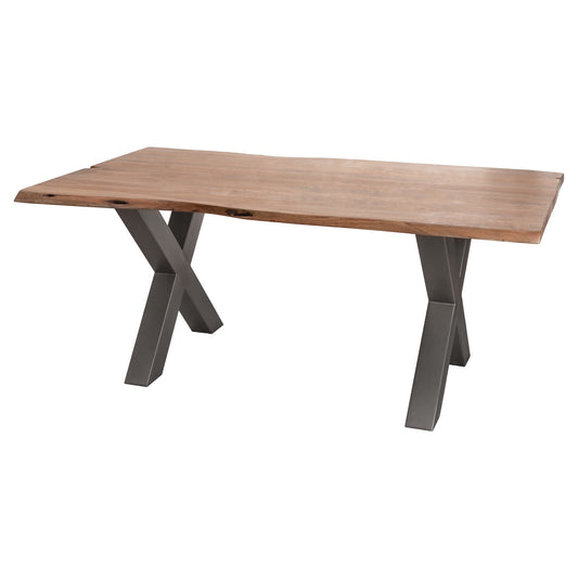 1.8 Meter LIve Edge Dining Table with Grey Cross Legs Seats 4 - 6