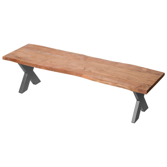 Cross Legged Indian Acacia Wood Bench