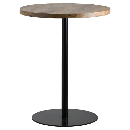 Industrial Style Round Hardwood Bar Table with Solid Black Metal Frame