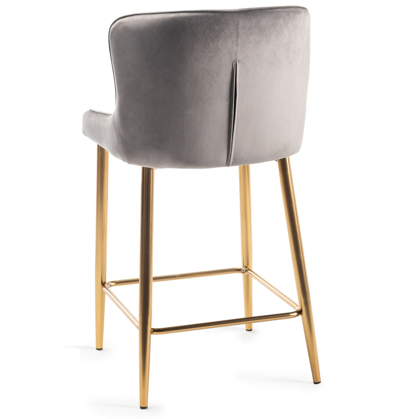 Pair of Velvet Stools with Diamond Stitched Upholstery and Sand Black Metal Legs in a Choice of Two Colours