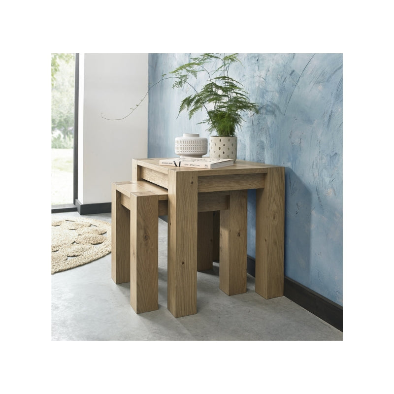 Light Oak Chunky Nest of Two Tables