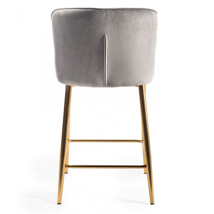 Pair of Velvet Stools with Diamond Stitched Upholstery and Sand Black Metal Legs in a Choice of Two Colours