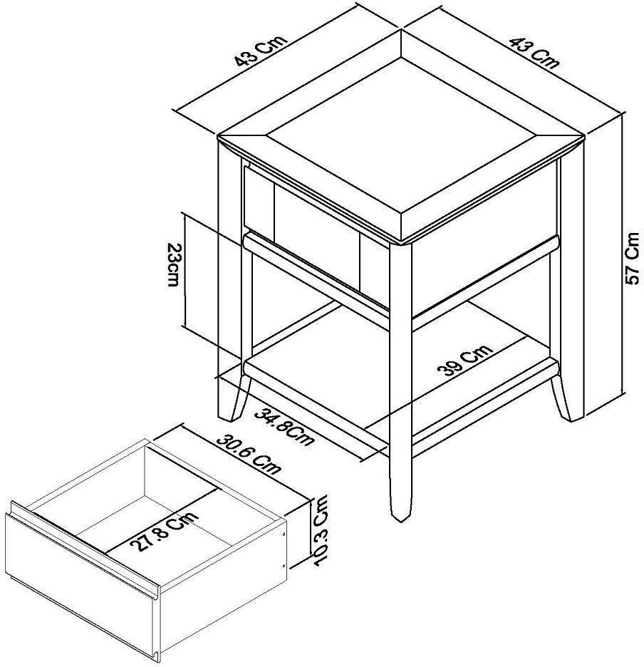 Grey Washed Oak & Soft Grey Side Table with Draw & Storage Shelf