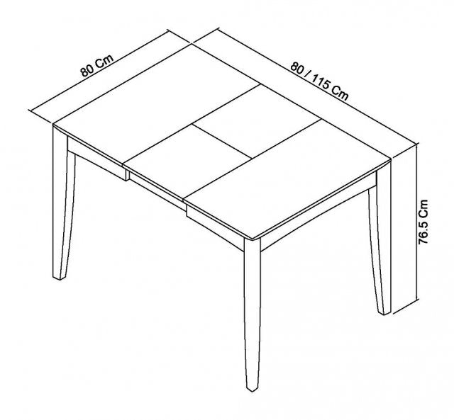 2-4 Seater 80-115cm Extending White Oak Veneer Dining Table