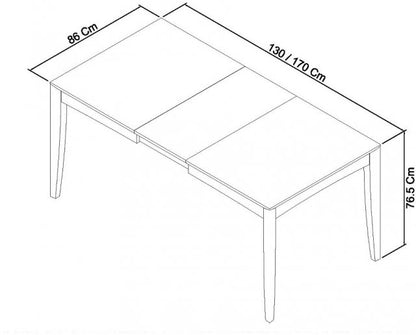 4-6 Seater 130/170cm Extending White Oak Veneer Dining Table