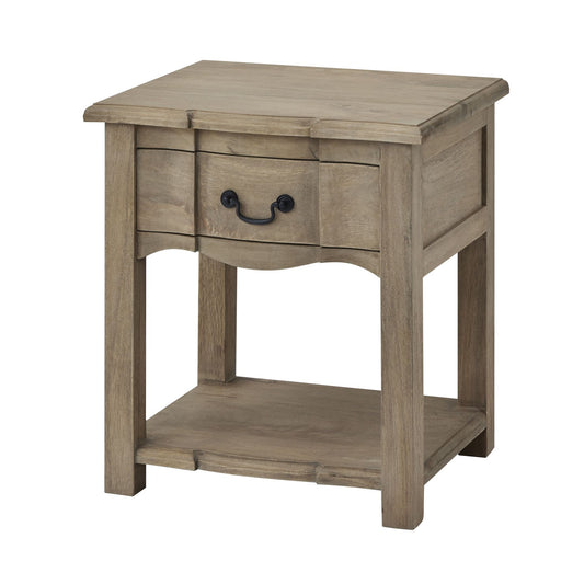 Single Draw Bleached Hardwood Bedside Table