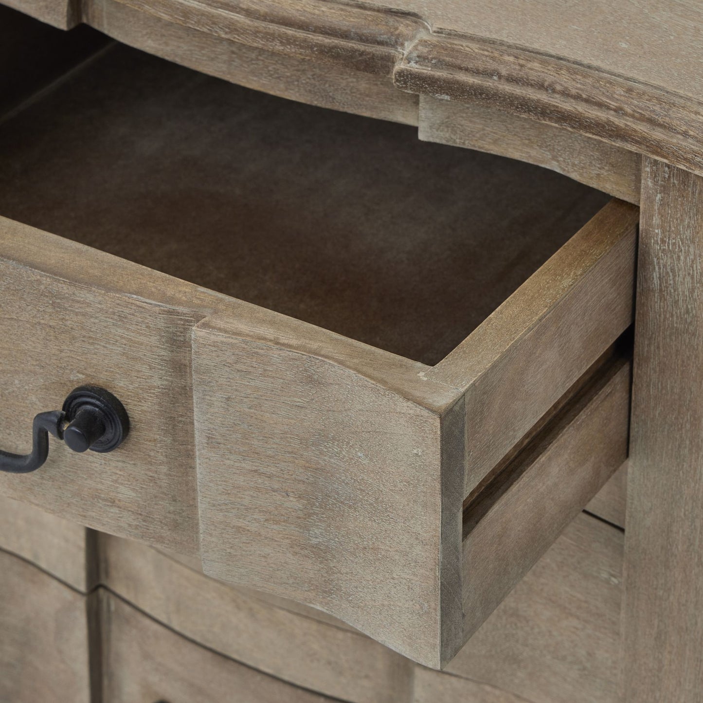 Three Draw Bleached Hardwood Bedside Table