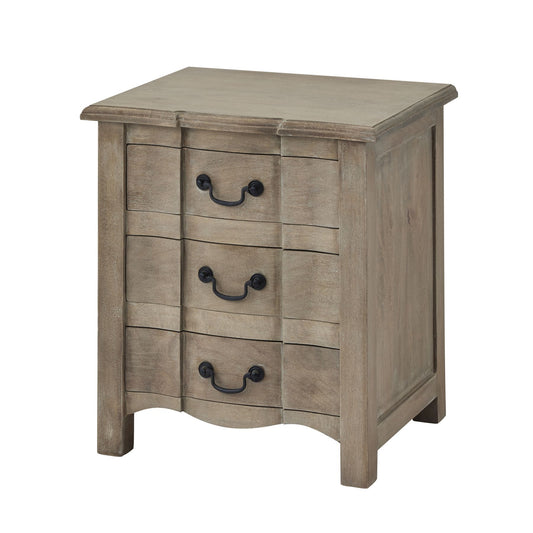 Three Draw Bleached Hardwood Bedside Table