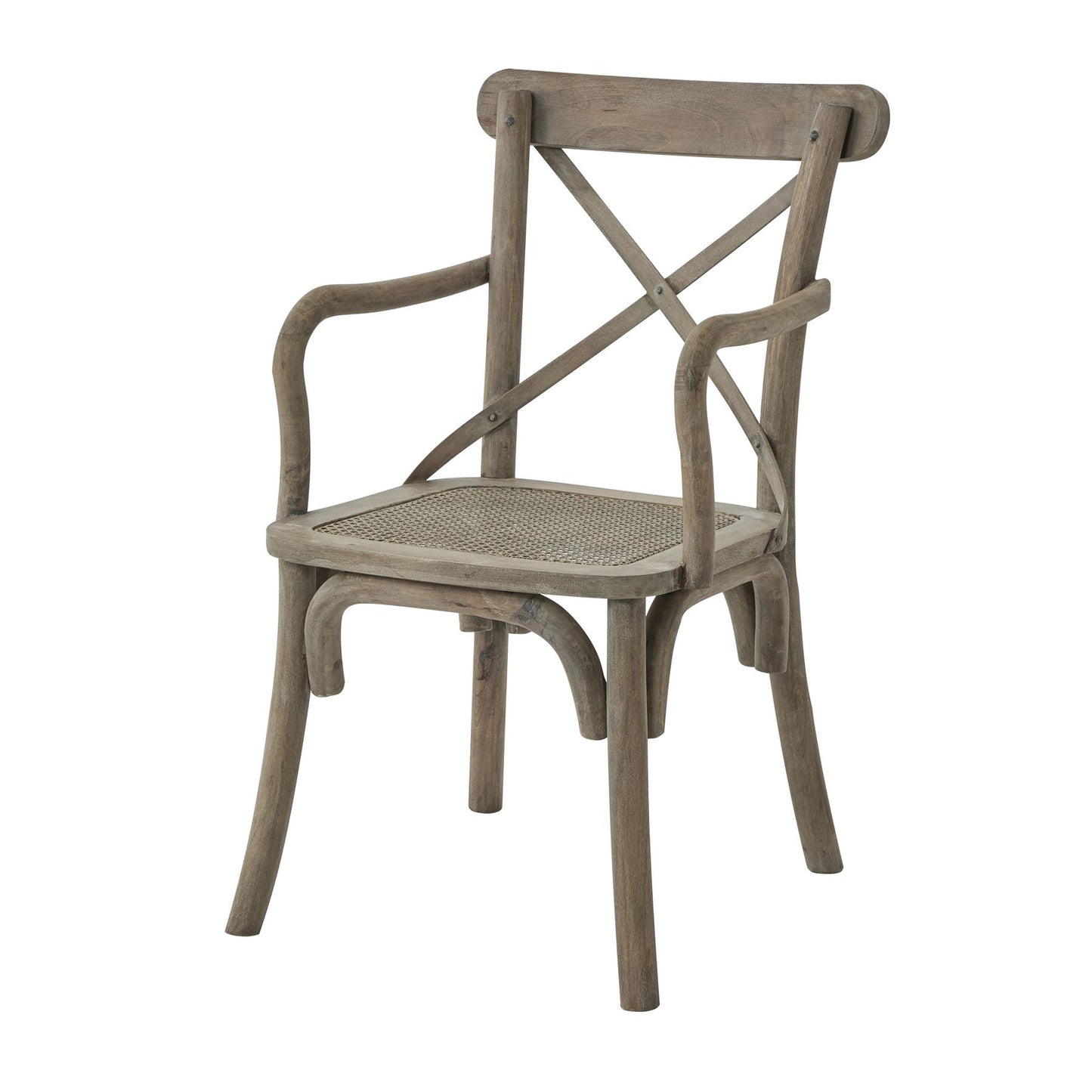 Cross Back Carver Chair With Rush Seat