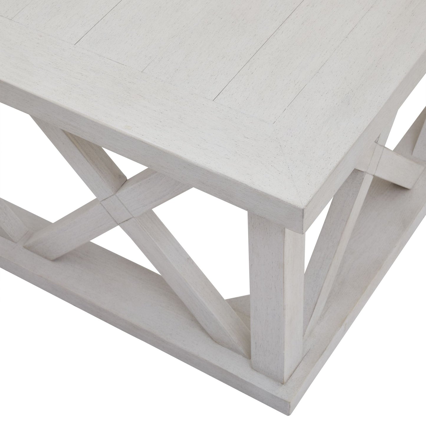 Square White Wash Lattice Coffee table