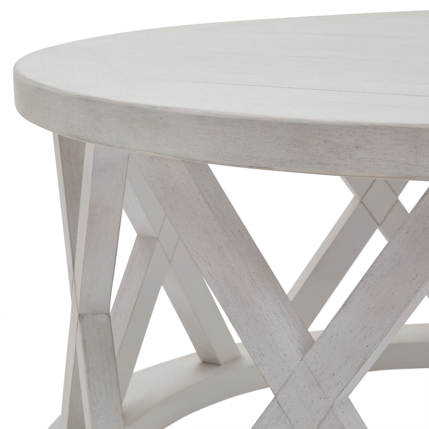 Round White Wash Lattice Coffee table