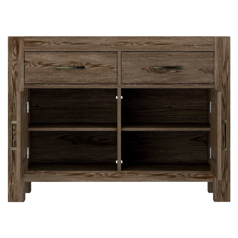 Dark Oak Sideboard with Soft Close Drawers and Storage Shelves