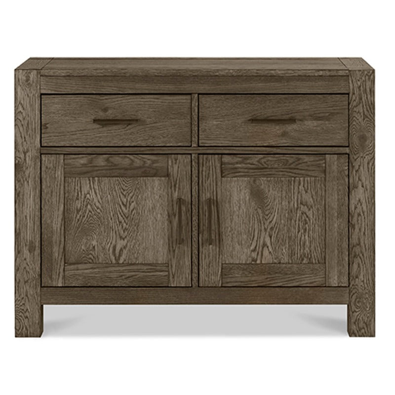 Dark Oak Sideboard with Soft Close Drawers and Storage Shelves