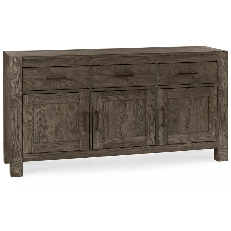 Dark Oak Wide Sideboard with Soft Close Drawers and Storage Shelves