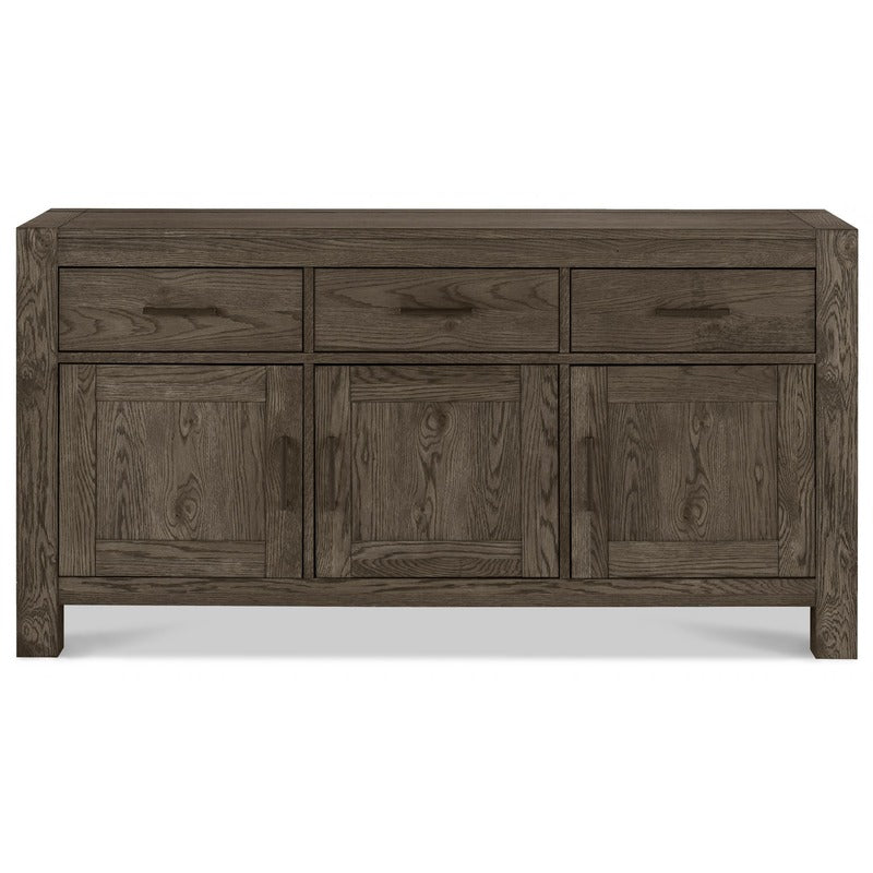 Dark Oak Wide Sideboard with Soft Close Drawers and Storage Shelves