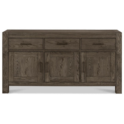 Dark Oak Wide Sideboard with Soft Close Drawers and Storage Shelves