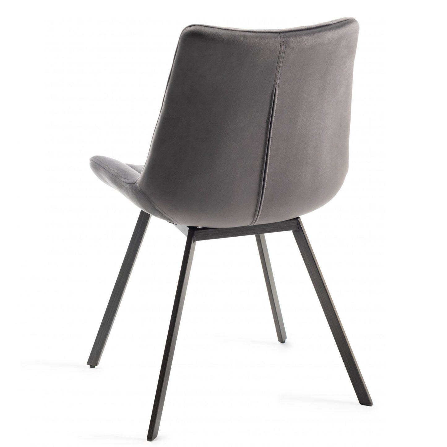 Pair of Velvet Dining Chairs with Vertical Stitching and Sand Black Metal Frame in a Choice of Three Colours