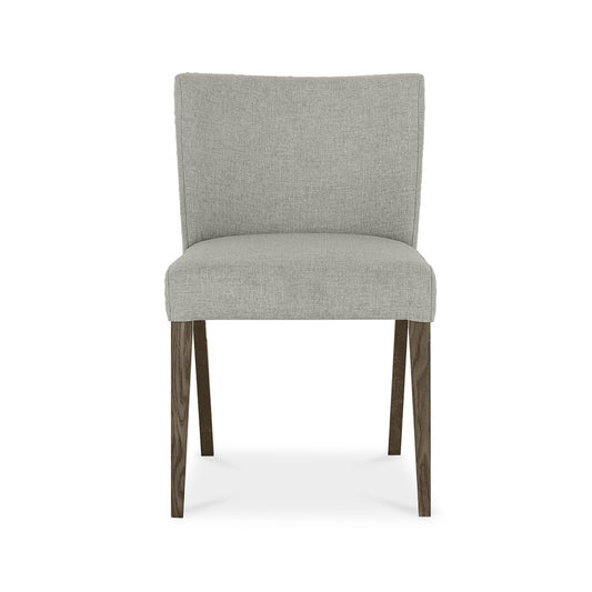 Pair of Dark Oak Low Back Upholstered Chairs - Pebble Grey Fabric