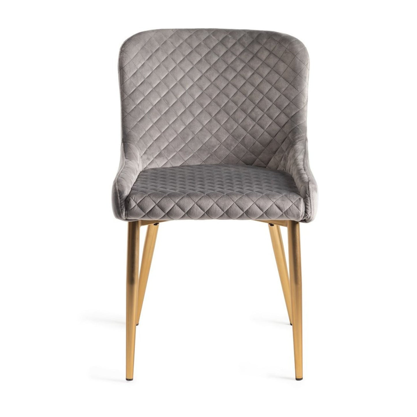 Pair of Velvet Fabric Dining Armchairs with Diamond Quilted Stitching and Gold Metal Legs in Three Colours