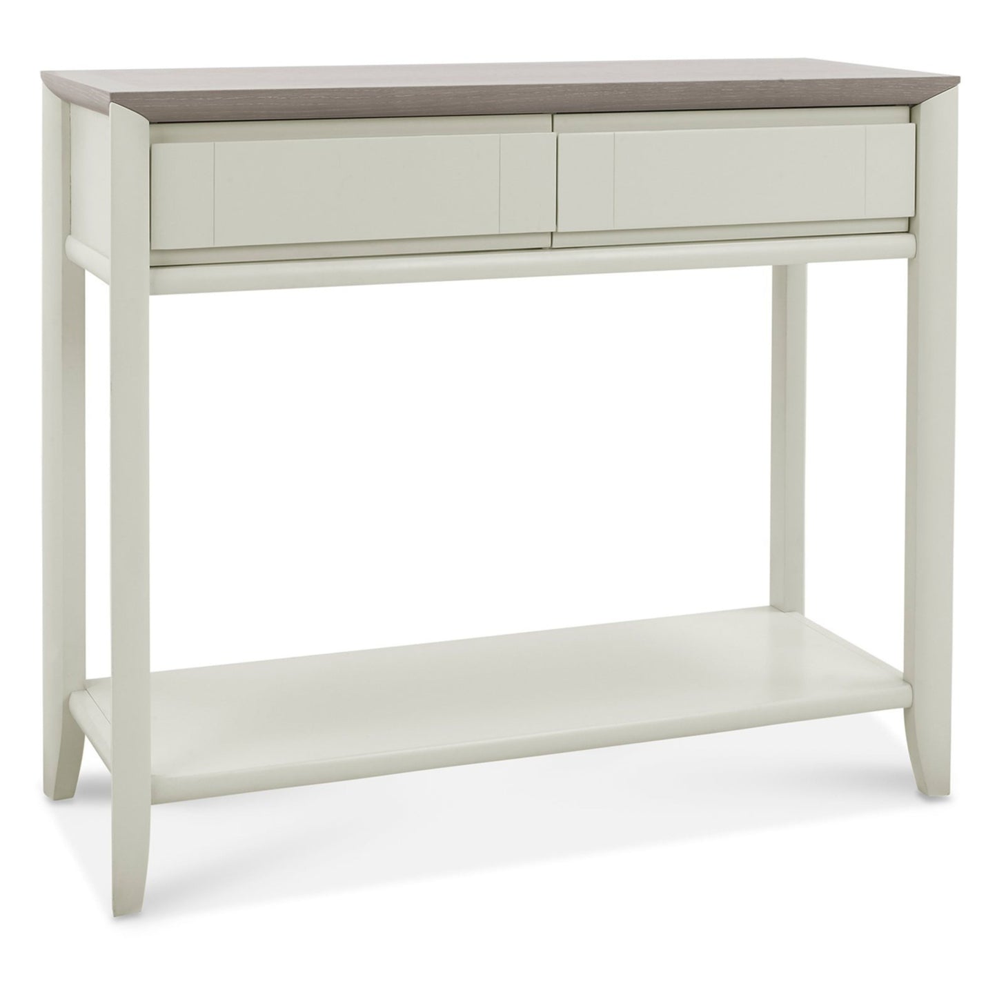 92cm Grey Washed Oak Veneer Console Table with Solid Beech Legs