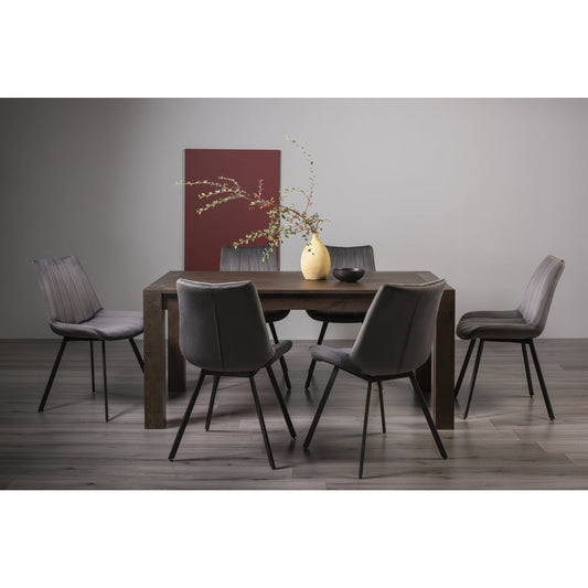 6-8 Seater Extending Dining Set: 165-225cm Table & 6 Grey Velvet Chairs with Black Legs