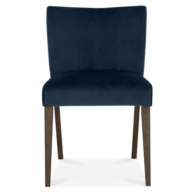 6-10 Seater Extending Dining Set: 185-245cm Table & 8 Low Back Dark Blue Velvet Chairs with Solid Oak Legs