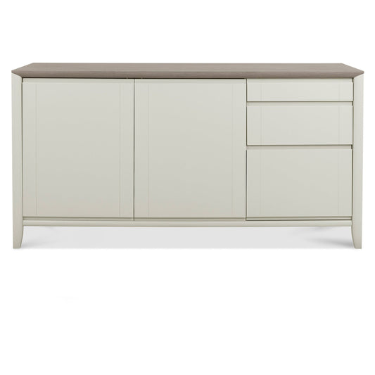 153cm Grey Washed Oak Veneer Wide Sideboard with Solid Beech Legs