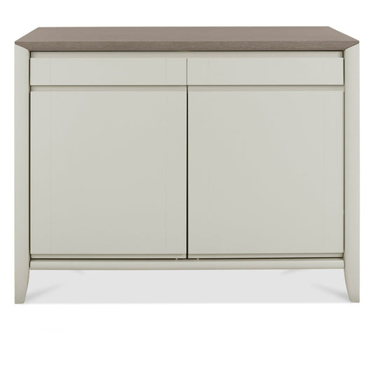 102cm Grey Washed White Oak Veneer Narrow Sideboard with Solid Beech Legs