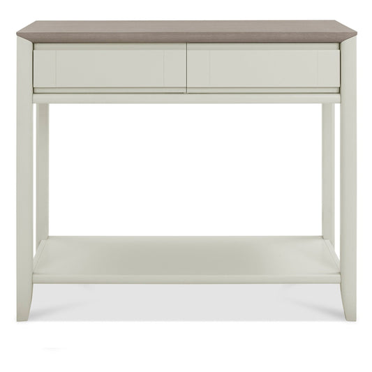 92cm Grey Washed Oak Veneer Console Table with Solid Beech Legs