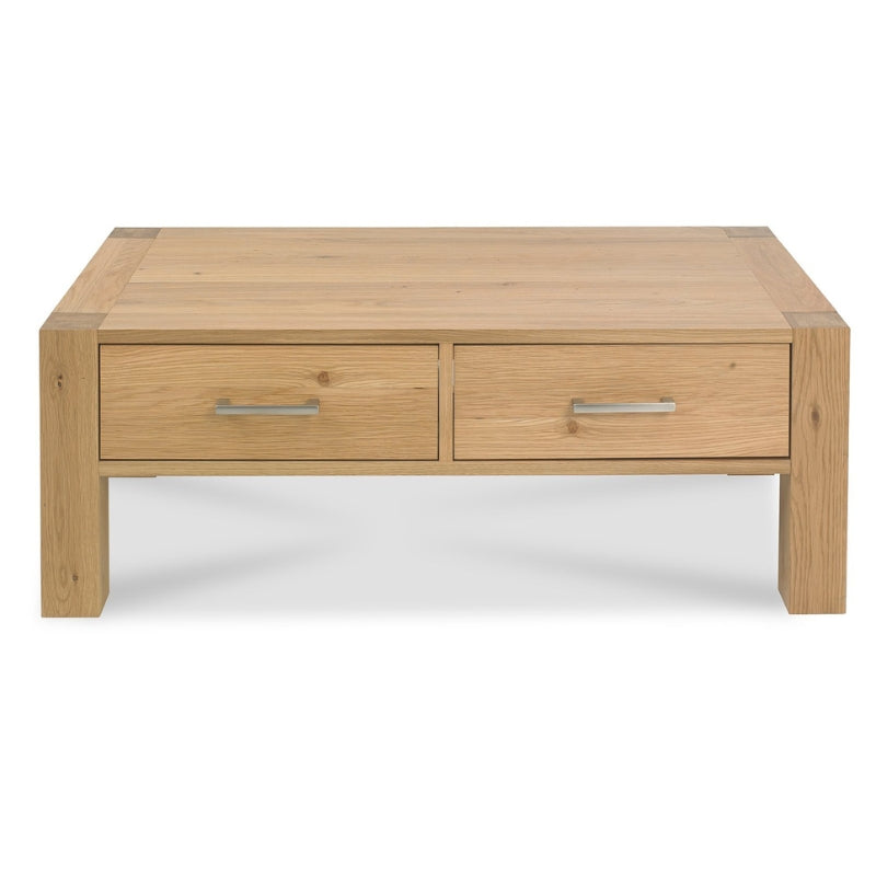 Light Oak Chunky Coffee Table with Two Soft Close Drawers