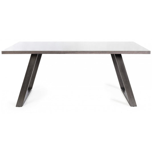 180cm 6 Seater Dining Table Featuring a Grey Oak Effect Table Top under Tempered Glass