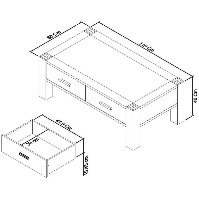 Light Oak Chunky Coffee Table with Two Soft Close Drawers