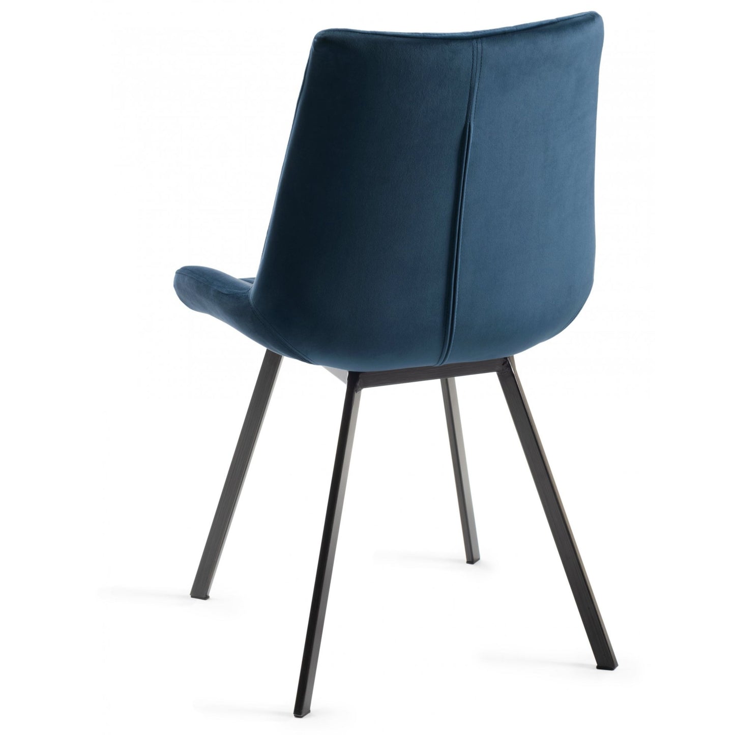 Pair of Velvet Dining Chairs with Vertical Stitching and Sand Black Metal Frame in a Choice of Three Colours