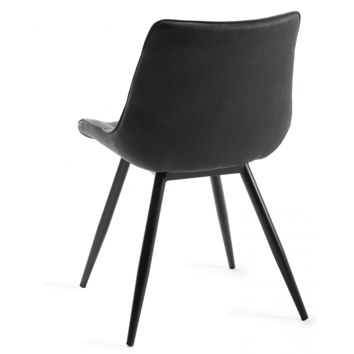 Pair of Faux Suede Dining Chairs with Square Stitched Upholstery and Sand Black Metal Frame in a Choice of Two Colours