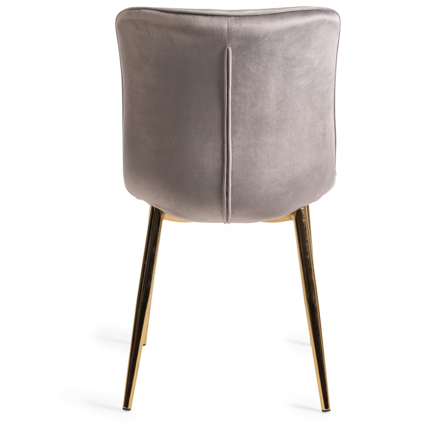 Pair of Velvet Dining Chairs with Horizontal Stitching and Matt Gold Frame in a Choice of Two Colours