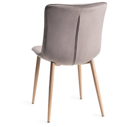 Pair of Velvet Dining Chairs with Horizontal Stitching and Oak Effect Wooden Legs in a Choice of Three Colours