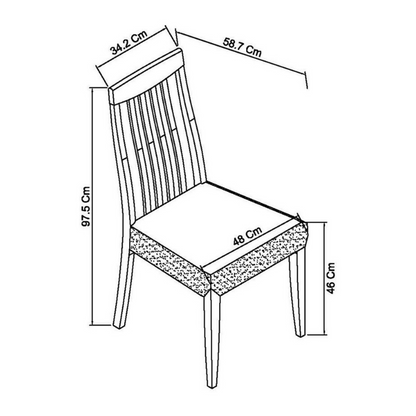 Pair of Grey Washed Slat Back Dining Chairs with 100% Polyester Titanium Coloured Fabric Seat