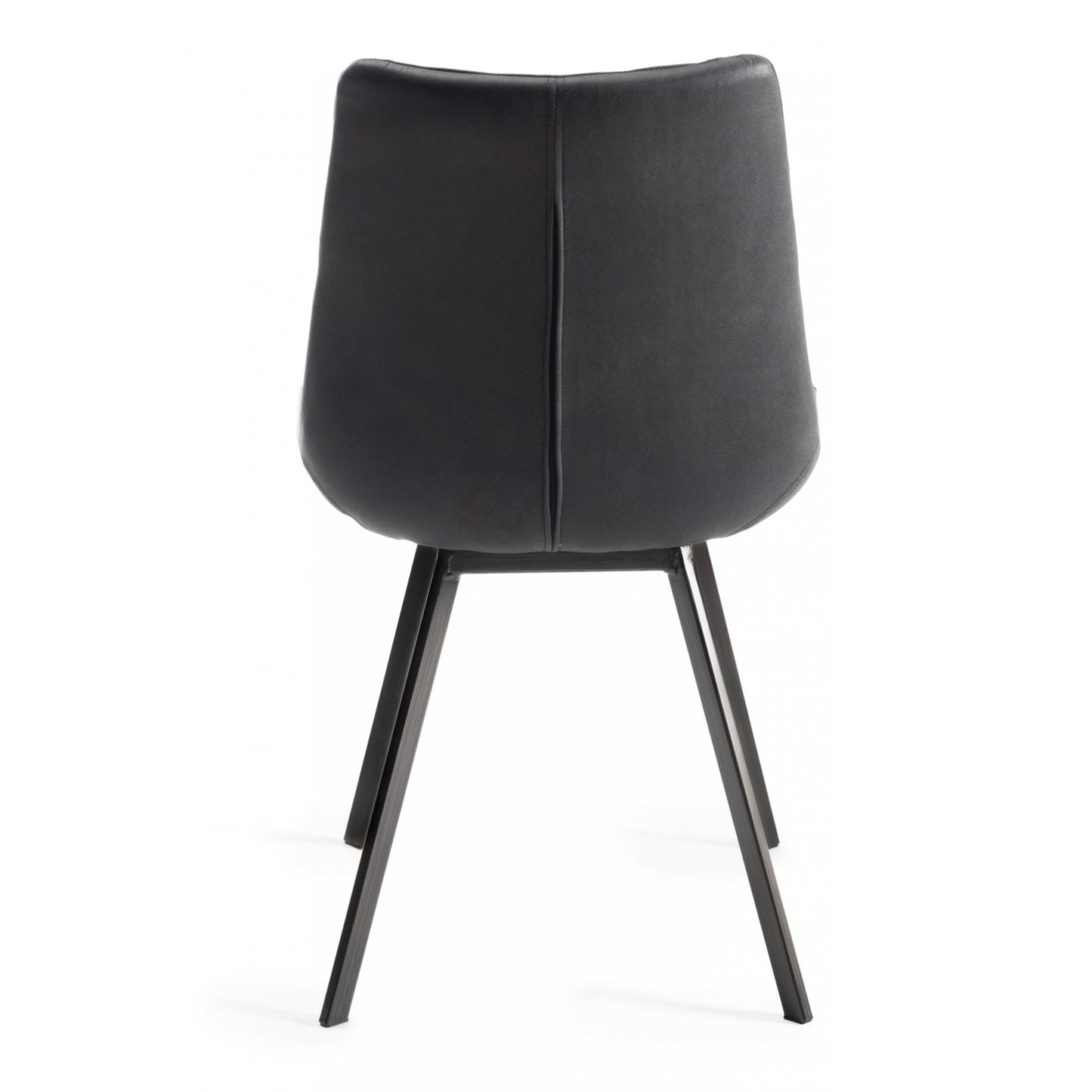 Pair of Faux Suede Dining Chairs with Vertical Stitching and Sand Black Metal Frame in a Choice of Two Colours