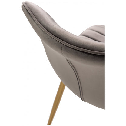 Pair of Velvet Dining Chairs with Horizontal Stitching and Matt Gold Frame in a Choice of Two Colours